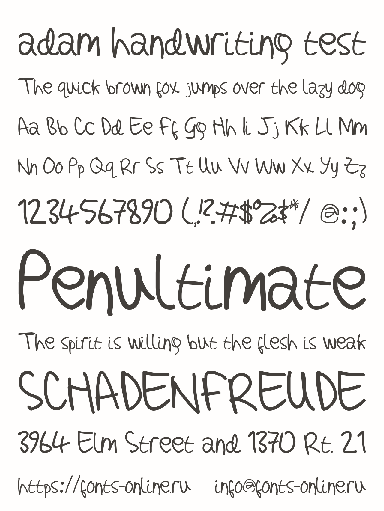 adam handwriting test Free Font Download